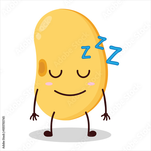 cute sleep expression of soy bean character