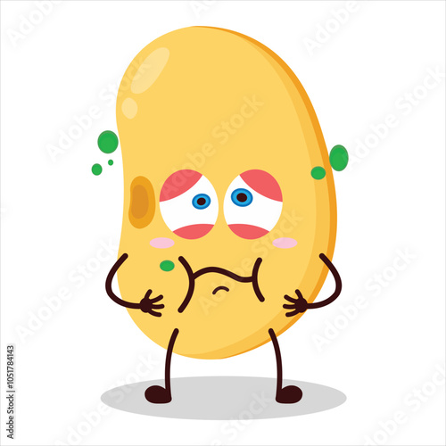 cute sick expression of soy bean character