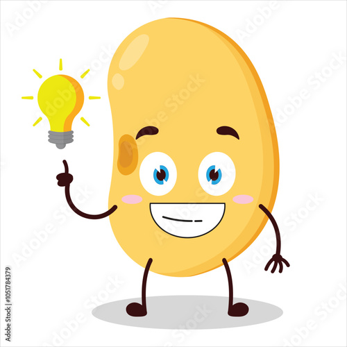 cute creative expression of soy bean with shiny lamp cartoon character