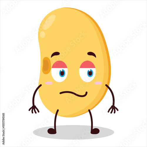 cute silent expression of soy bean character