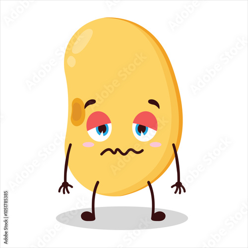 cute grumpy expression of soy bean character