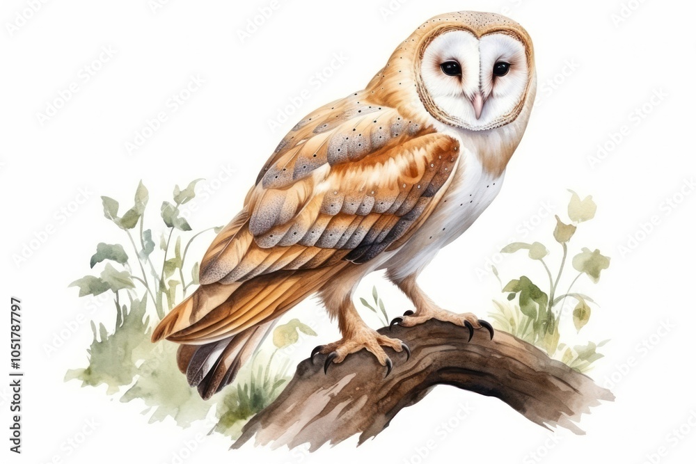 Fototapeta premium Owl animal plant bird.