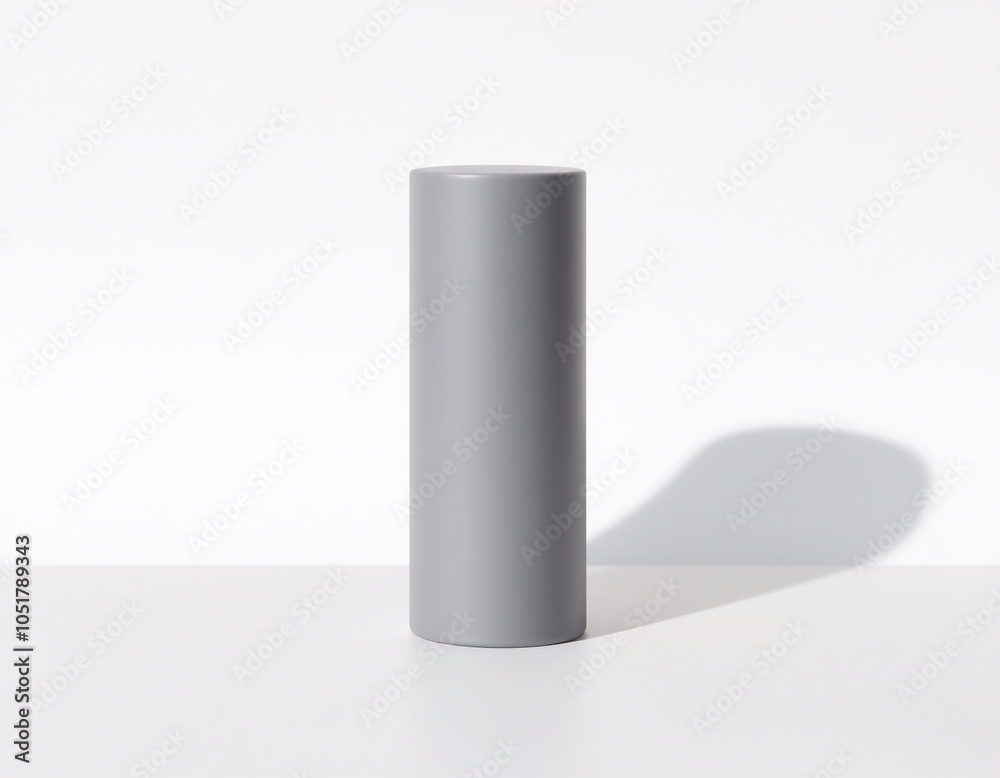 Minimalist Gray Tube with Shadow on White Minimalist Gray Tube with Shadow on White