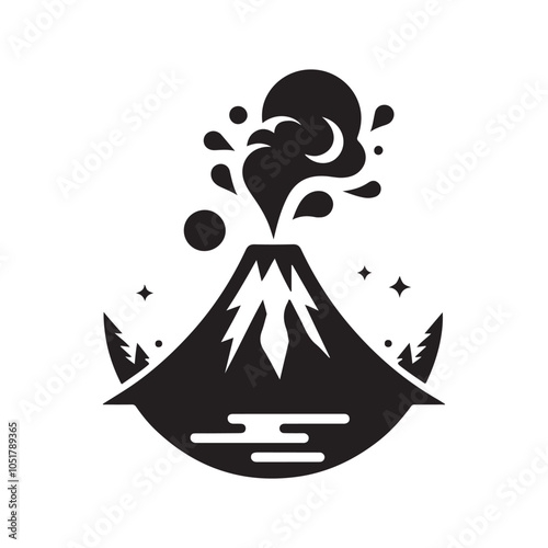 Volcano Silhouette Vector Illustrations – Perfect for Print & Digital Designs