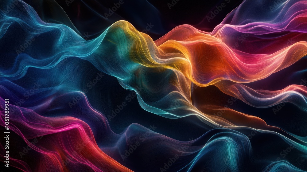 Colorful abstract waves flowing in vibrant hues, creating dynamic visual patterns Colorful abstract waves flowing in vibrant hues, creating dynamic visual patterns