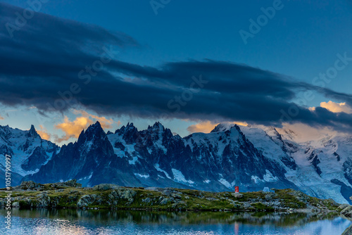 Chamonix rocky granite mountain peaks in french Alps around Mont Blanc summit in Chamonix valley. Scenic landscape of iconic alpine summits the legends of mountaineering and alpinism
