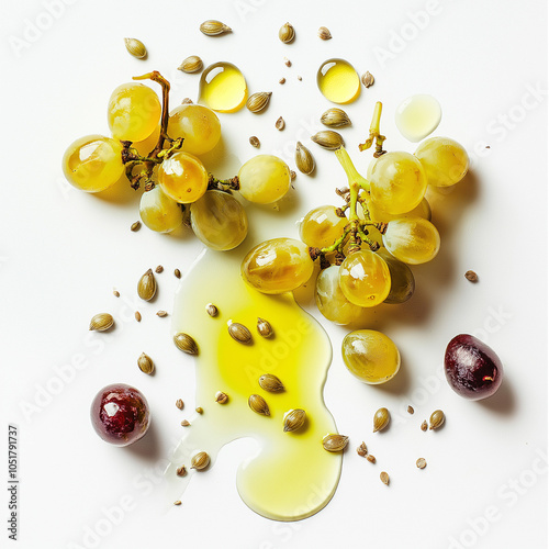 Grape Seed Oil on White Background