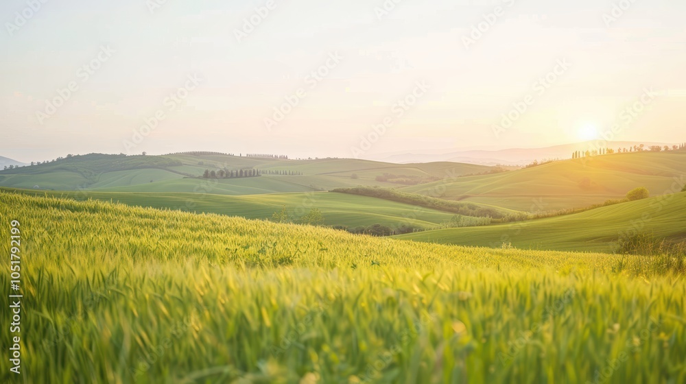 Obraz premium Serene Hills at Sunset in the Countryside