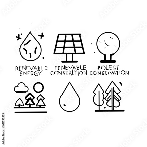 illustration of a set of icons Recycle