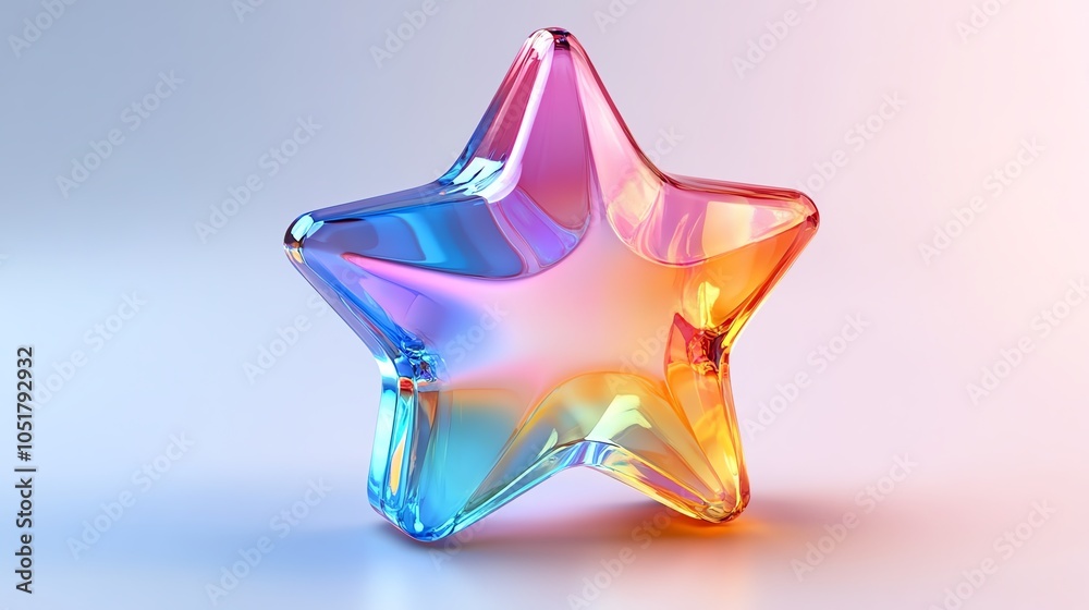 Vibrant multicolored glass star on a gradient background, showcasing modern design and creativity with bright, vivid hues.