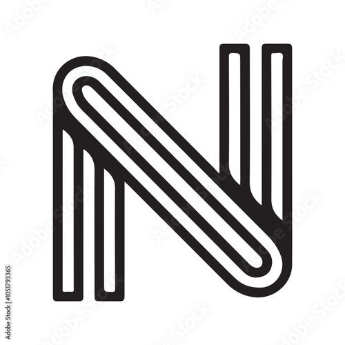 Letter N logo monogram emblem modern lines design Vector illustration Isolated on white background