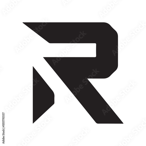 Bold R letter logo modern design minimalist style vector illustration isolated on white background