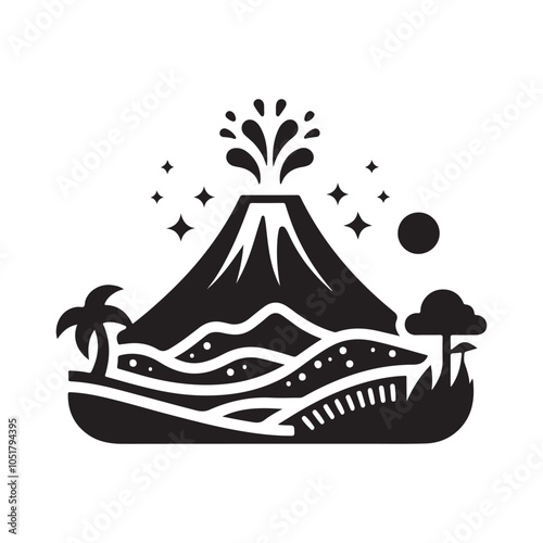 Volcano Silhouette Vector Illustrations – Perfect for Print & Digital Designs