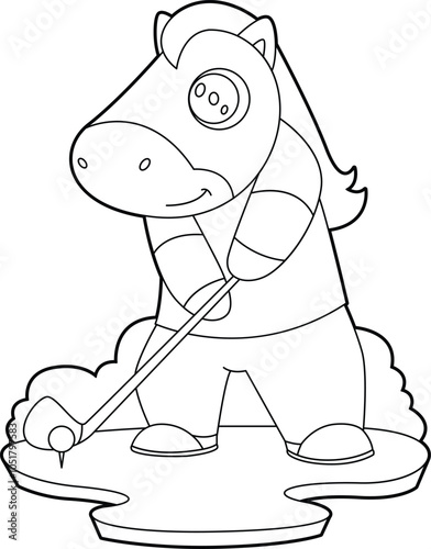 Horse Golf Golf clubs Animal Vector Graphic Art Illustration