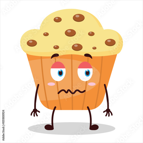 cute nope expression of muffin character