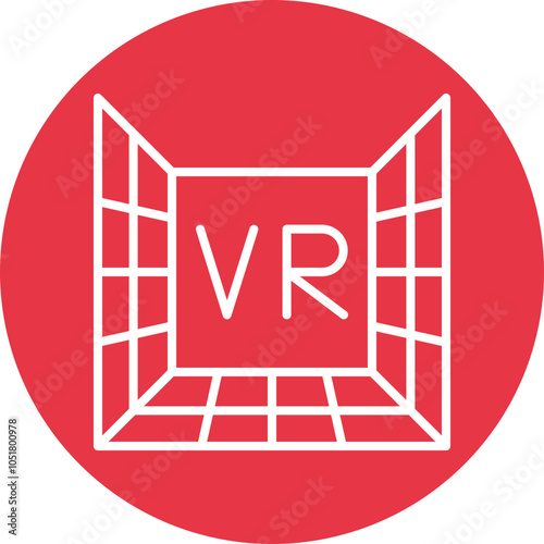 VR Room line circle icon