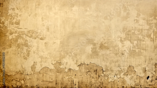 Beige wall demonstrates distressed texture and peeling paint, highlighting the visual effects of time and neglect in urban settings.