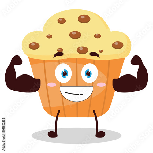 cute masculine healthy athlete expression of muffin character