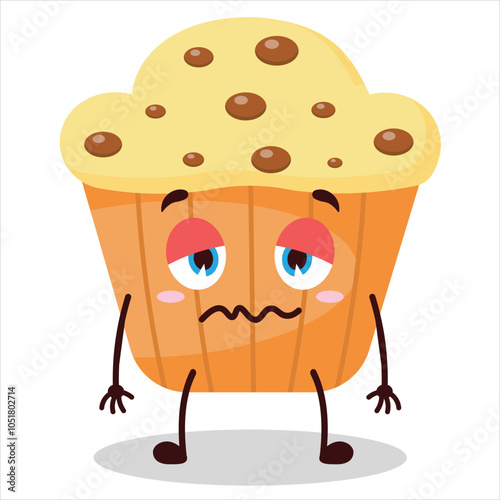 cute grumpy expression of muffin character