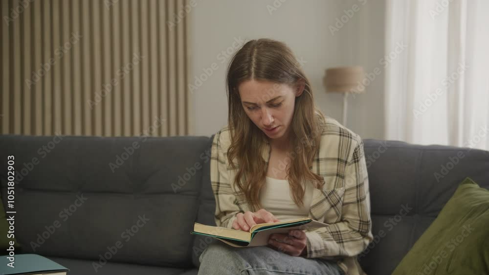 Young 20s Adult Caucasian Woman Reading Book Young 20s Adult Caucasian Woman Reading Book