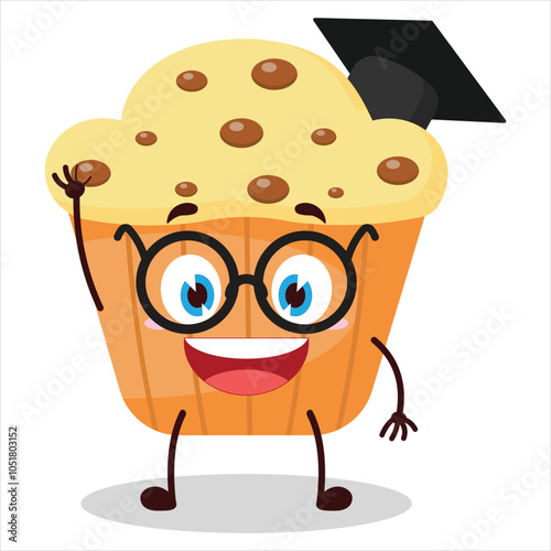 cute graduation college student expression of muffin character