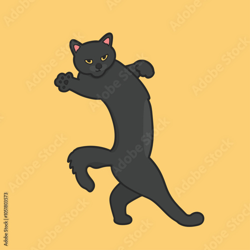 Slay Black Cat Sticker Vector Cute Illustration