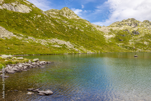 Chamonix rocky granite mountain peaks in french Alps around Mont Blanc summit in Chamonix valley. Scenic landscape of iconic alpine summits the legends of mountaineering and alpinism