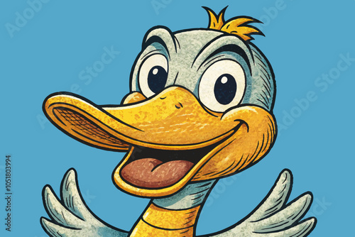 funny duck vector close up on isolated background, hand drawn sketch photo