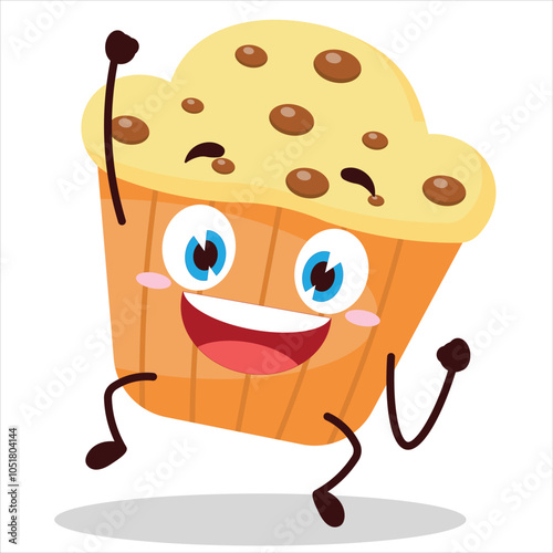 cute hurray victory expression of muffin character