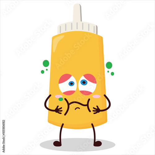 cute sick expression of mayonnaise character