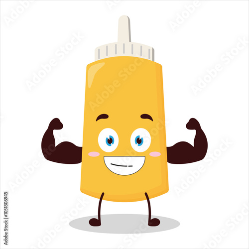 cute masculine healthy athlete expression of mayonnaise character
