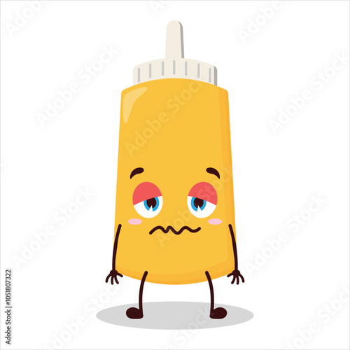 cute grumpy expression of mayonnaise character