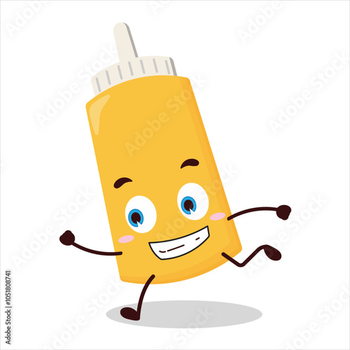 cute rush running expression of mayonnaise character