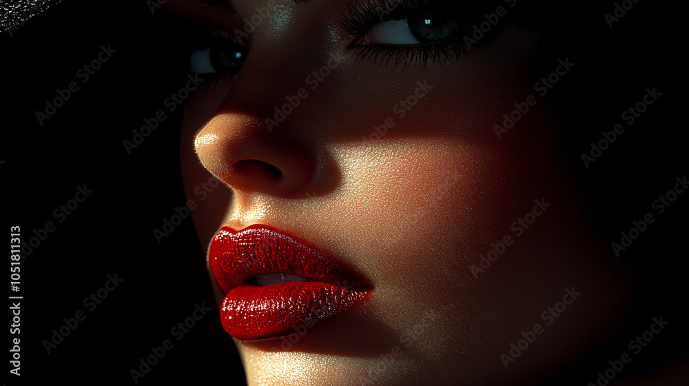 Obraz premium Red Lips of a beautiful girl croup