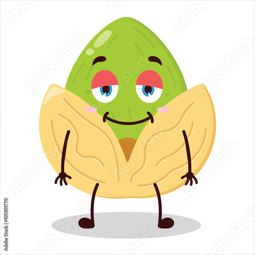 cute lazy expression of pistachio character
