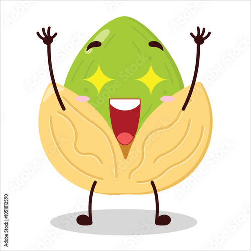 cute excited expression of pistachio character