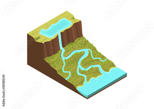 Isometric rivers from the mountain to sea