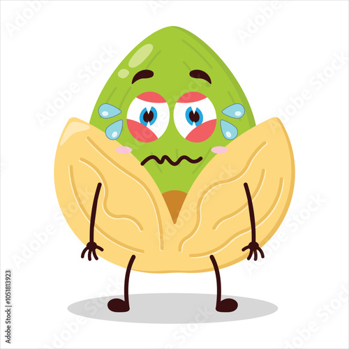 cute upset expression of pistachio character