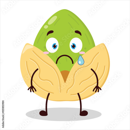 cute nervous expression of pistachio character