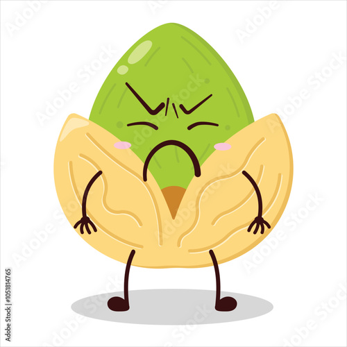 cute annoyed expression of pistachio character