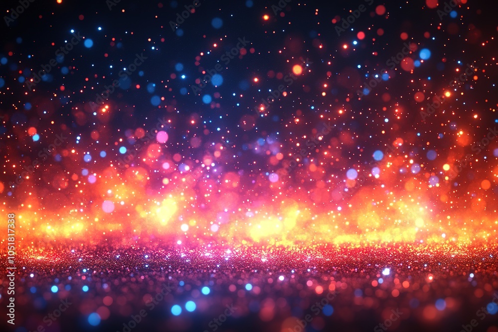 Fototapeta premium Abstract background with a fiery glow and sparkling dust particles.