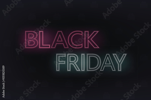 black friday neon glowing sign black back