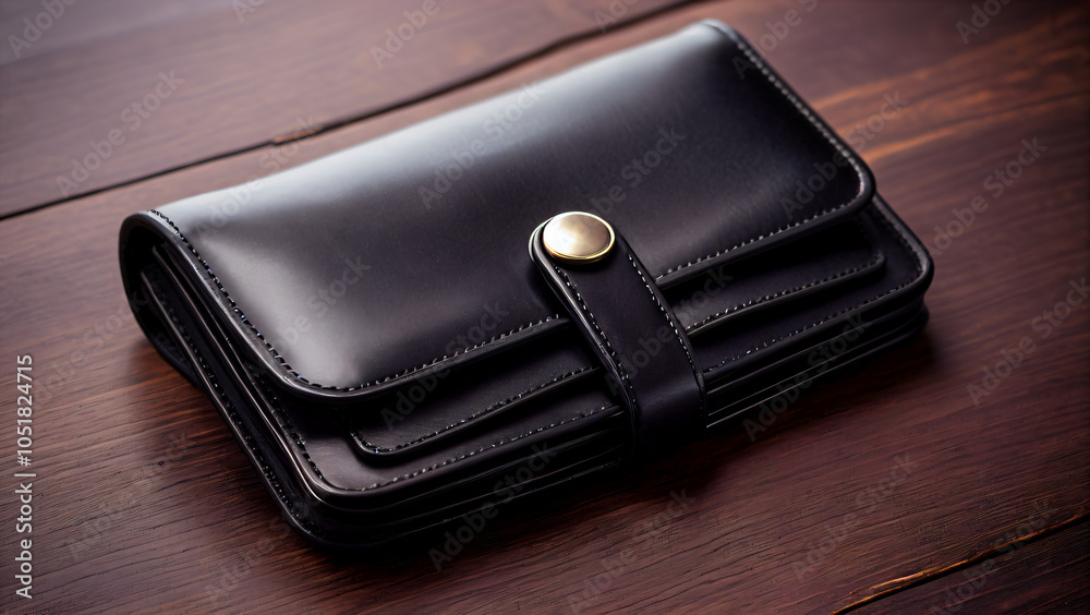 The Elegant Black Leather Wallet: A Symbol of Financial Stability, Luxurious Style, and Practical Organization for Wealth Management and Personal Finance in Modern Business and Everyday Life