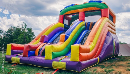 Rainbow Rush: The Ultimate Colorful High Inflatable Slider Experience!