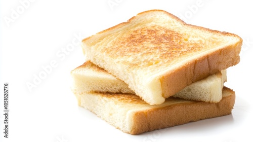 Crispy Toasted Bread Slices Isolated on White Background