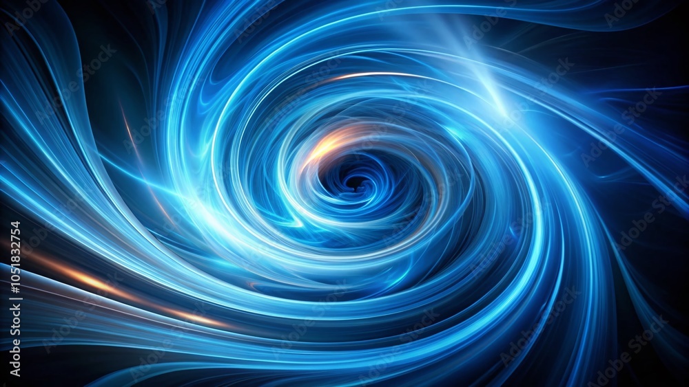 Fototapeta premium Abstract Blue Light Design with Swirling Center on Black Background for Modern Art Enthusiasts