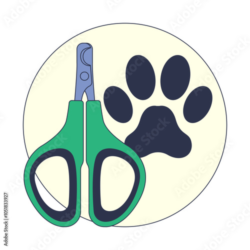 Cat claw clippers and paw symbolizing pet grooming.