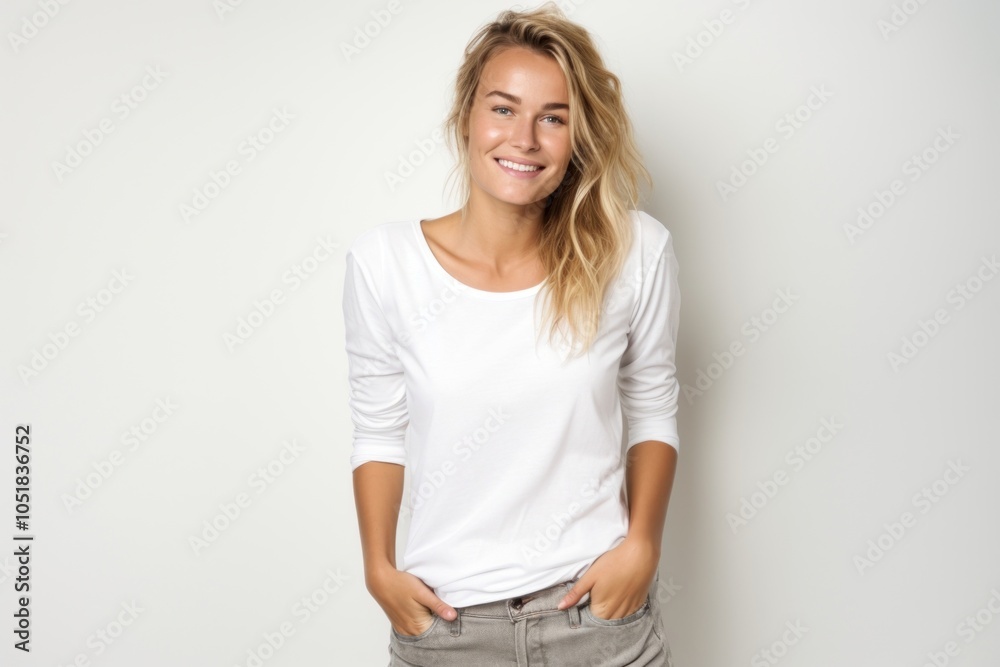Obraz premium Woman portrait t-shirt smiling.