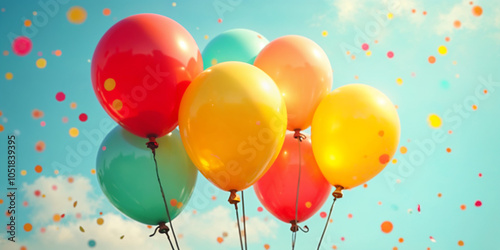 Colorful Balloons and Confetti Celebration Background HD