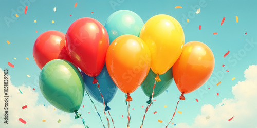 Colorful Balloons and Confetti Celebration Background HD